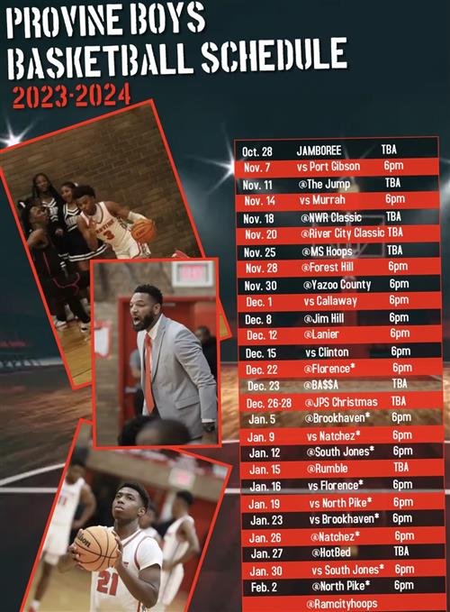 Provine Boys Basketball Schedule 2023-024